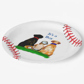 少年だ |野球をテーマにしたベビーシャワー ペーパープレート (アングル)