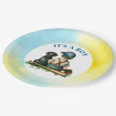 少年だ | 野球をテーマにした赤ちゃんシャワー ペーパープレート (アングル)