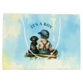 少年だ | 野球をテーマにした赤ちゃんシャワー ラージペーパーバッグ (裏面)