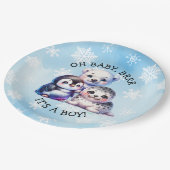 少年だ | Polar Arctic Winter Baby Shower ペーパープレート (アングル)