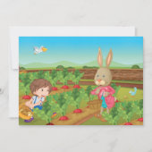 少年とウサギが野菜を摘む 招待状 (正面)