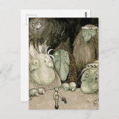 「少年とトロール」ジョン・バウアーの水彩画 ポストカード (正面/裏面)
