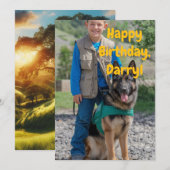 少年とドイツシェパードのためのカスタム誕生日グリーティング 招待状 (正面/裏面)