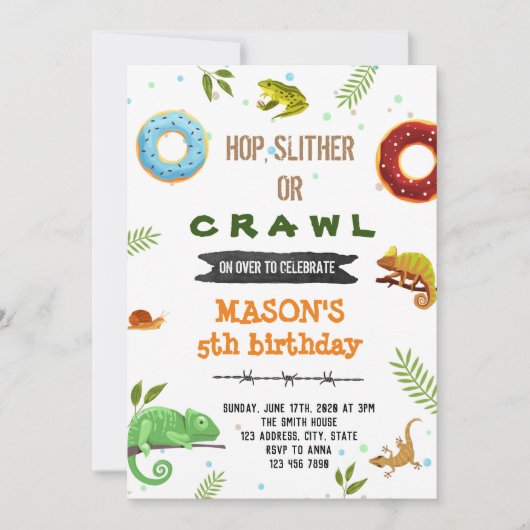少年とドーナツと爬虫類のパーティー 招待状 (正面)