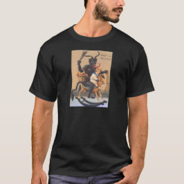 少年とホビーホースにまたがるクランプス Tシャツ