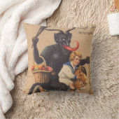 少年と一緒に馬に乗るクランパスズ クッション (ブランケット)