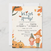 少年と少女のハロウィン・ダブル・バースデー・パーティー 招待状 (正面)