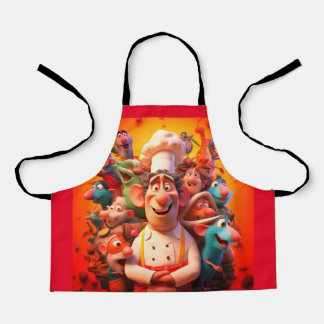 少年と少女のプリントエプロン エプロン