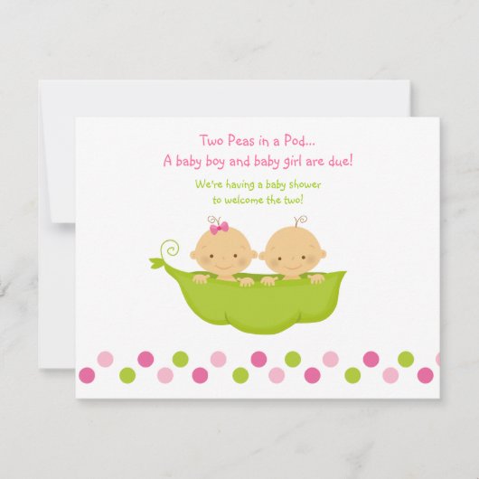 少年と少女の双子エンドウ豆の招待状 招待状 (正面)