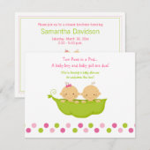 少年と少女の双子エンドウ豆の招待状 招待状 (正面/裏面)