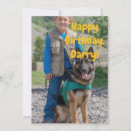 少年と彼のドイツ牧羊犬のためのカスタム誕生日グリーティング 招待状