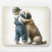 少年と彼の大きな犬 マウスパッド (正面)