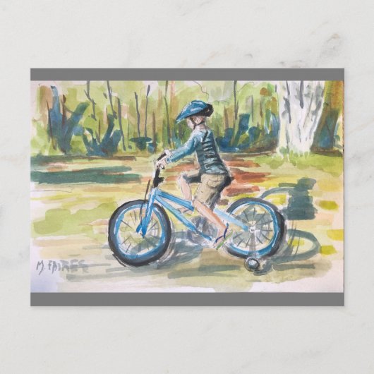 少年と彼の自転車 ポストカード (正面)