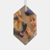 少年と犬のガラス六角形オーナメント ガラスオーナメント (正面右)
