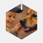 少年と犬のガラス六角形オーナメント ガラスオーナメント (裏面)