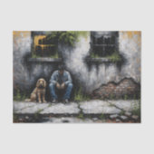 少年と犬の静かな都市の衰退 ムーディなデコパージュ 薄葉紙 (正面)