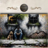 少年と犬の静かな都市の衰退 ムーディなデコパージュ 薄葉紙