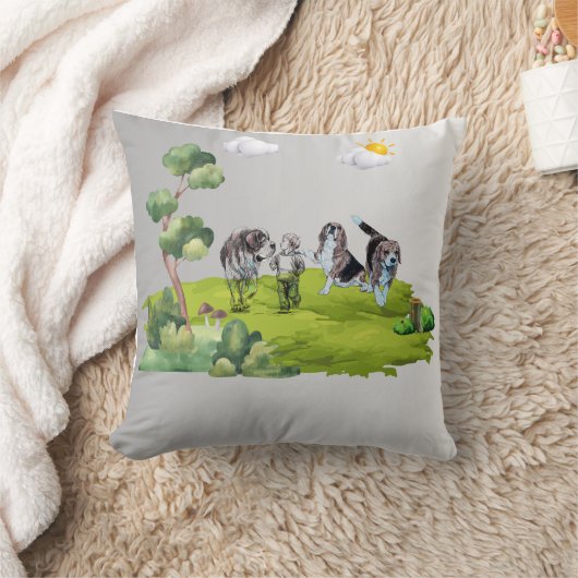 少年と犬 クッション (ブランケット)