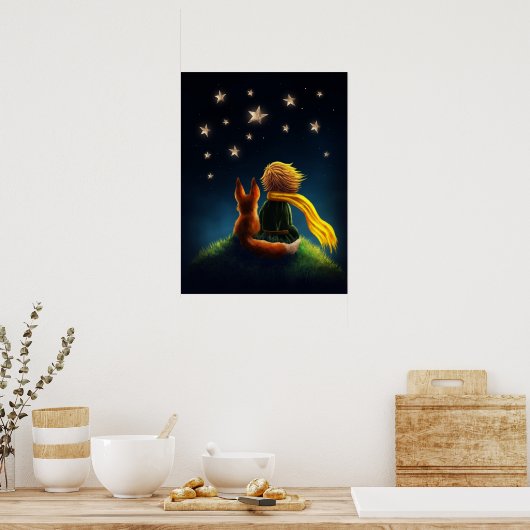 少年と狐。ナーセリーアートのイラスト ポスター (キッチン)