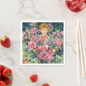 少年と赤い芍薬の花 (ロバート・リード作) スタンダードカクテルナプキン (インサイチュ)