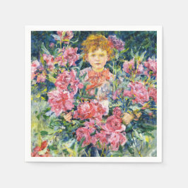 少年と赤い芍薬の花 (ロバート・リード作) スタンダードカクテルナプキン