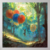 少年と風船 - カラフルな印象派 ポスター (正面)