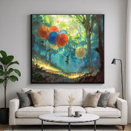 少年と風船 - カラフルな印象派 ポスター