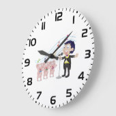 少年と3匹の豚の合唱 ラージ壁時計 (傾斜)