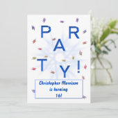 少年に名前、パーティの招待状、青で追加 招待状 (スタンド正面)