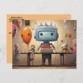 少年のおもしろいバースデーパーティ招待状#5 インビテーションポストカード (正面/裏面)