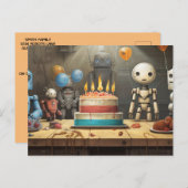 少年のおもしろいバースデーパーティ招待状#8 インビテーションポストカード (正面/裏面)