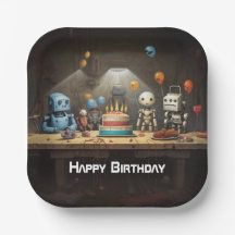 少年のおもしろい誕生日パーティー紙プレート#8