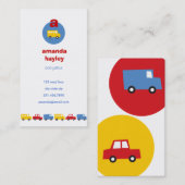 少年のおもちゃおもしろいかわいいレトロ輸送イエローバスキッド コーリングカード (正面/裏面)