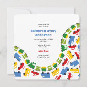 少年のおもちゃ輸送ベビー写真誕生発表 案内状 (正面)