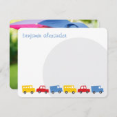 少年のおもちゃ輸送ベビー/子供の誕生日ありがとう ノートカード (正面/裏面)