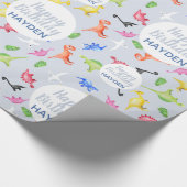 少年のかわいいハッピーバースデー恐竜の子ども ラッピングペーパー (角)