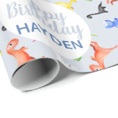 少年のかわいいハッピーバースデー恐竜の子ども ラッピングペーパー (ロールコーナー)