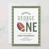 少年のかわいいフットボールスポーツ子供の1歳の誕生日 招待状 (正面)