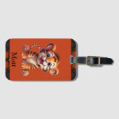 少年のかわいい虎の名札付き ラゲッジタグ (正面横)