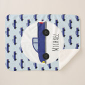 少年のかわいい青いピックアップトラックの漫画の子どもたち シェルパブランケット (正面(横))