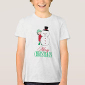 少年のぞきのまわりに雪だるま トライブレンドＴシャツ (正面)