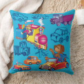 少年のために列車と車 クッション (ブランケット)