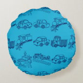 少年のために列車と車 ラウンドクッション (裏面)