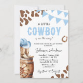 少年のためのカジュアルなウェスタン風ベイビーシャワー 招待状 (正面)
