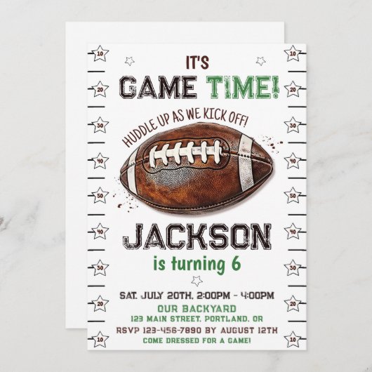 少年のためのゲーム時間サッカーの誕生日の招待状 招待状 (正面/裏面)