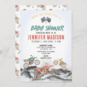 少年のためのダートバイクレース赤ちゃんシャワー招待状 招待状 (正面/裏面)