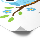 少年のためのパーソナライズされたかわいいフクロウ子供部屋ウォールアート ポスター (角)