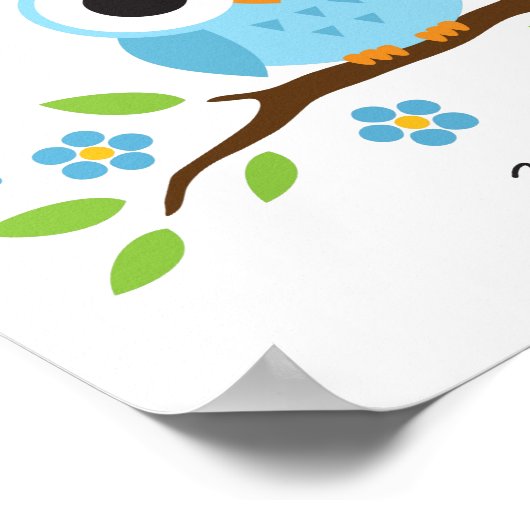 少年のためのパーソナライズされたかわいいフクロウ子供部屋ウォールアート ポスター (角)