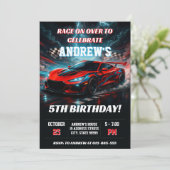 少年のためのパーソナルレーシングカースポーツの誕生日 招待状 (スタンド正面)