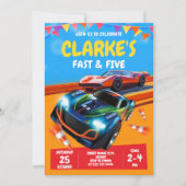 少年のためのファストカーレースパーティの招待状 招待状 (正面)